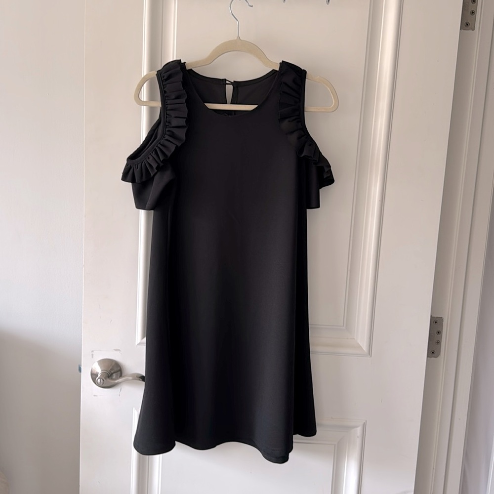 Elegant Black Ruffle Mini Dress